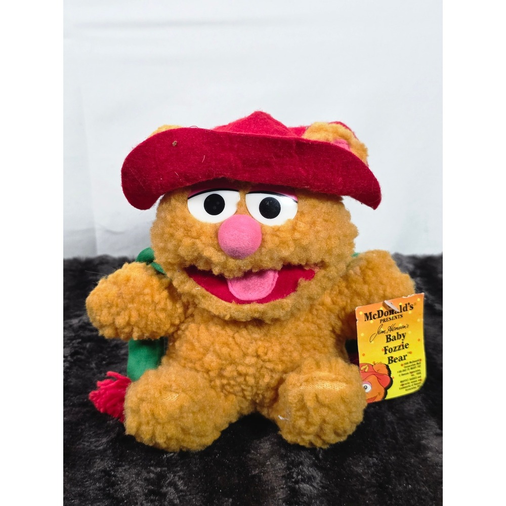 Vintage 1988 McDonalds Muppet Babies Baby Fozzie Bear Plush Jim Henson Toy Tag